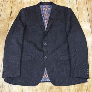Luciano Visconti Blazer Black Paisley Embroidered Size XL